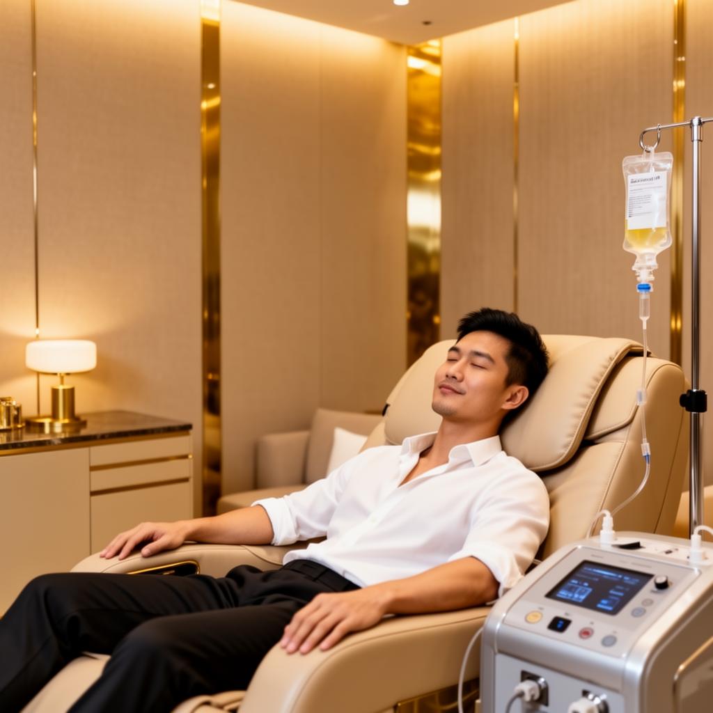 NAD+ IV therapy infusion at Healthi-Life longevity center, Bangkok